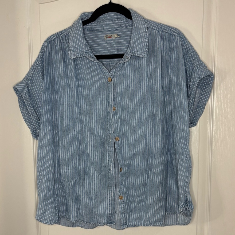Faherty Light Blue Pinstripe Button-Up Shirt